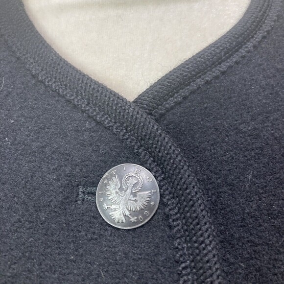 Womens Tirol Austria Jacket Trachten Loden Walk  100% Wool Black‎ Linded Size L - Picture 10 of 11